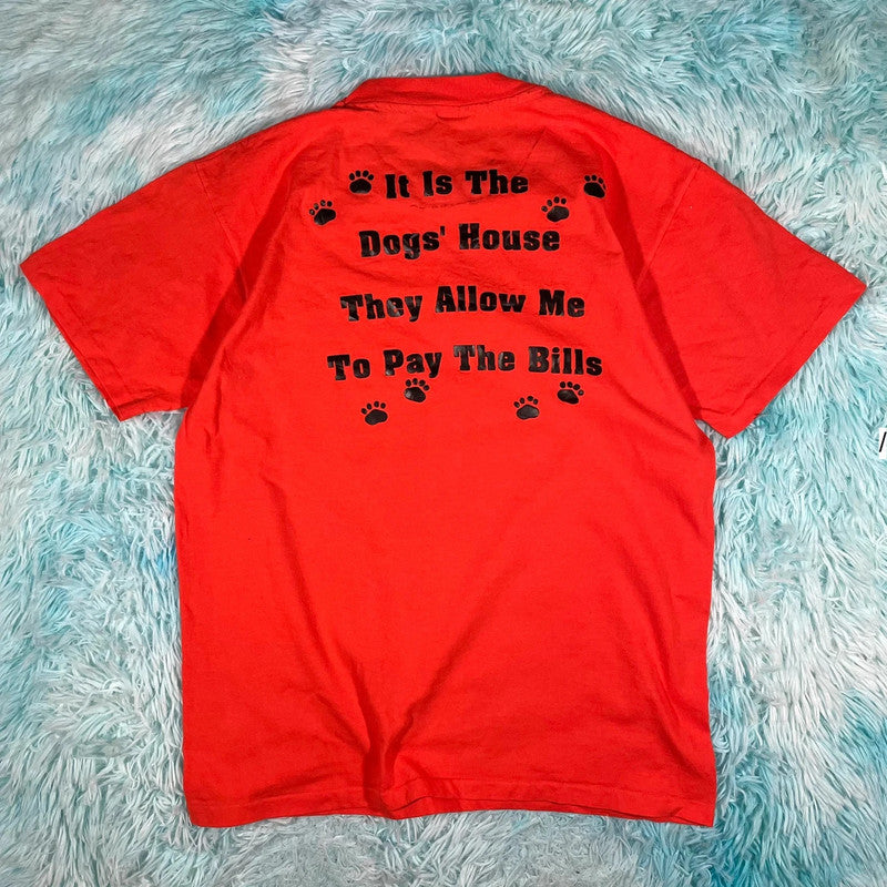 Vintage 90s Orange Dog Graphic T Shirt - Large