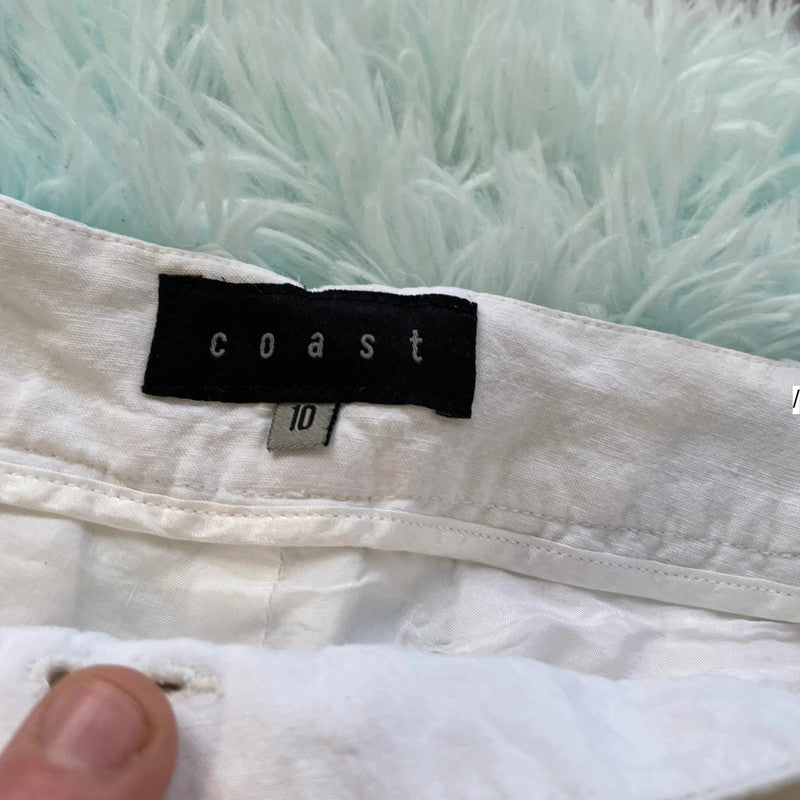 Vintage 00s White Coast Linen Trousers - Size 10