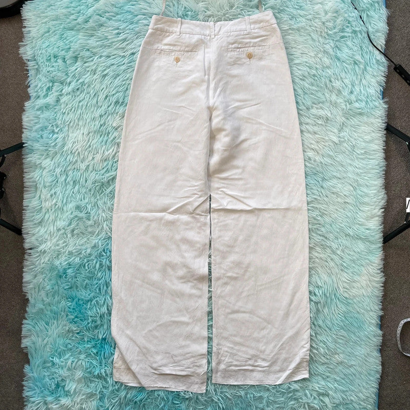 Vintage 00s White Coast Linen Trousers - Size 10