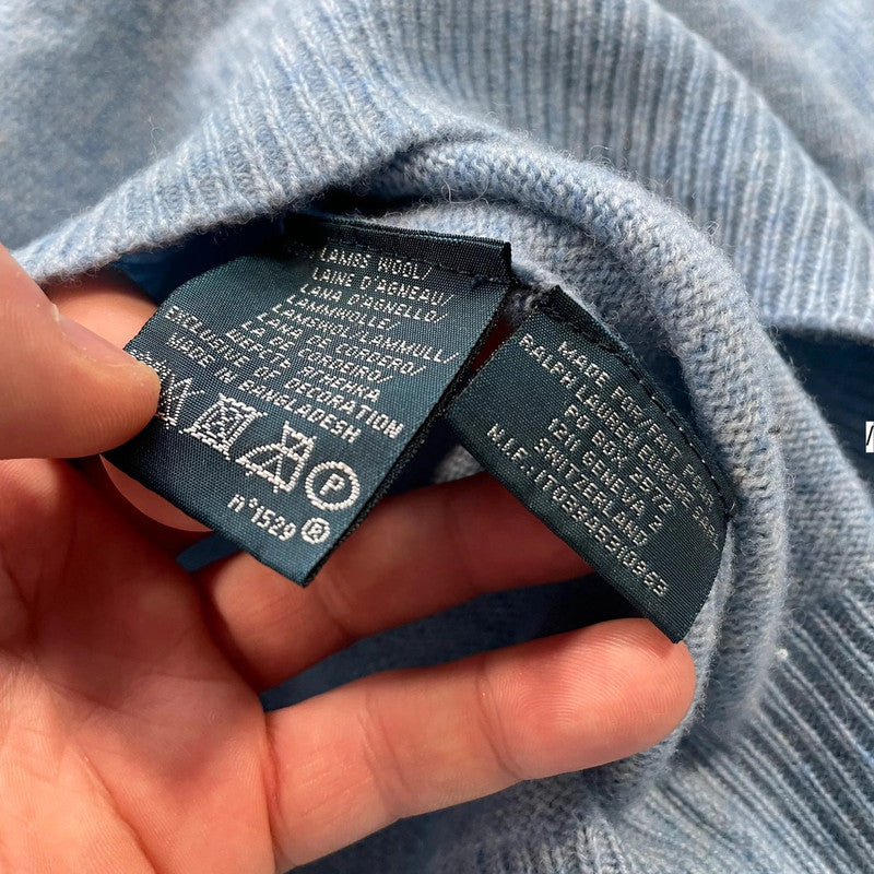 Light Blue Polo Ralph Lauren V Neck Jumper - XXL