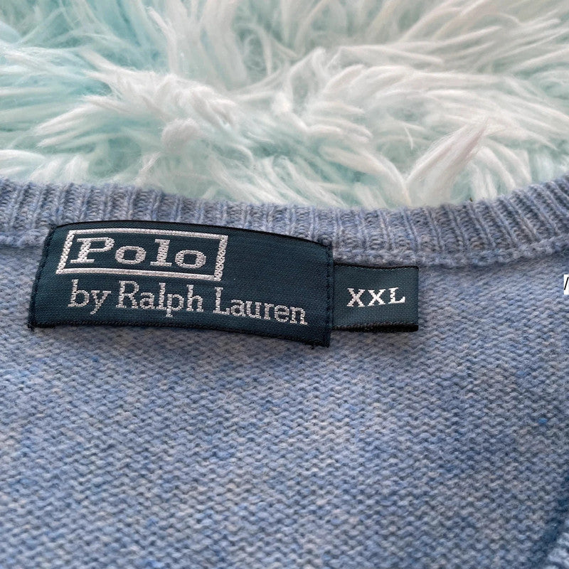 Light Blue Polo Ralph Lauren V Neck Jumper - XXL