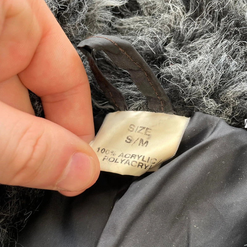 Vintage 90s Grey Faux Fur Jacket - Small