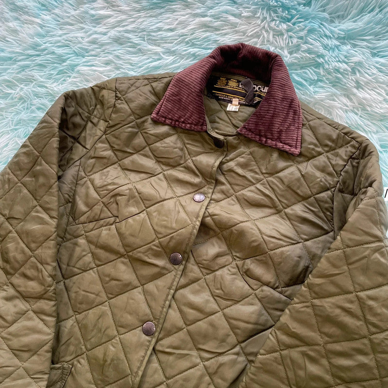 Vintage 80s Khaki Barbour Quilted Jacket - Large