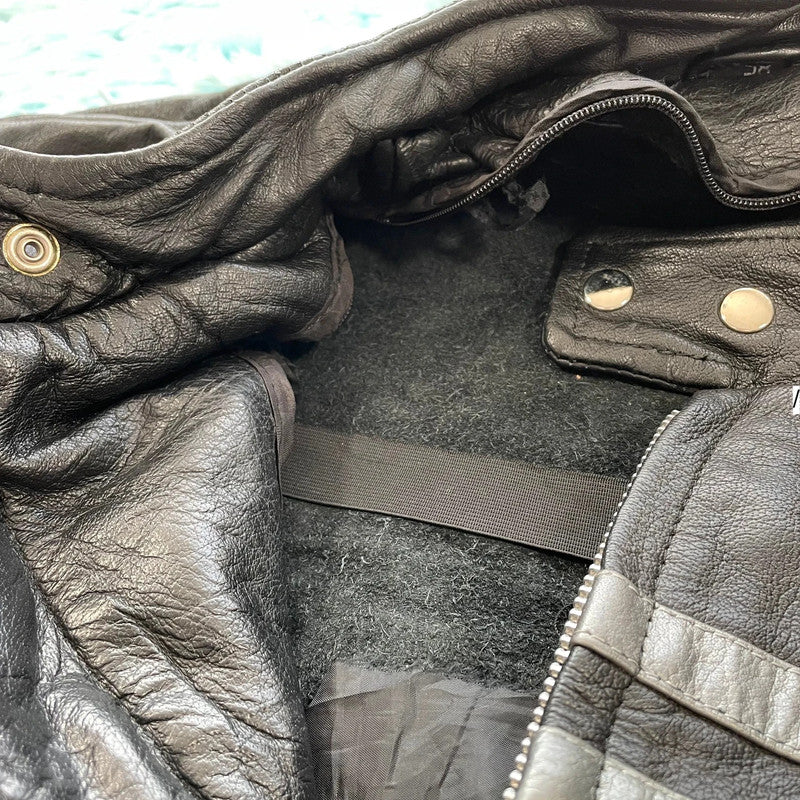 Vintage 90s Heavyweight Leather Biker Jacket - XXL