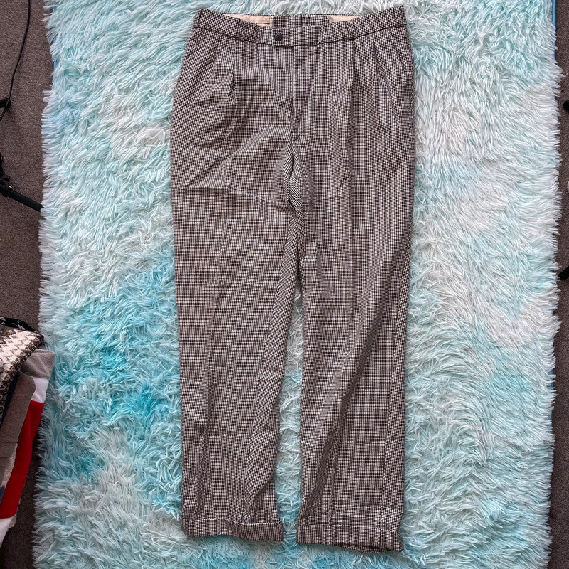 Vintage 90s Black & White Dogtooth Pattern Trousers - W36