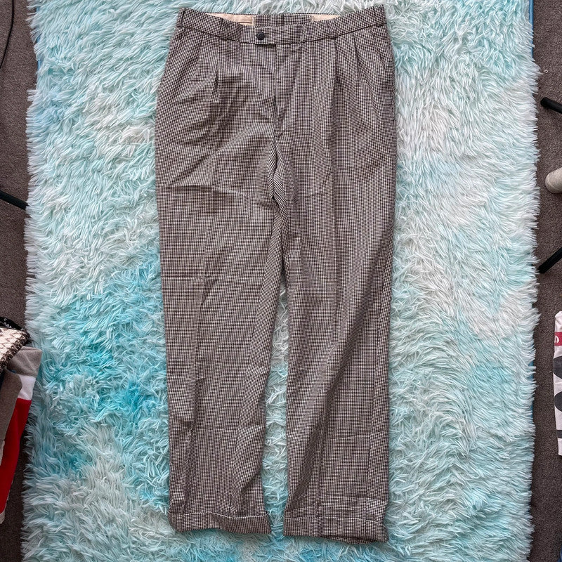 Vintage 90s Black & White Dogtooth Pattern Trousers - W36