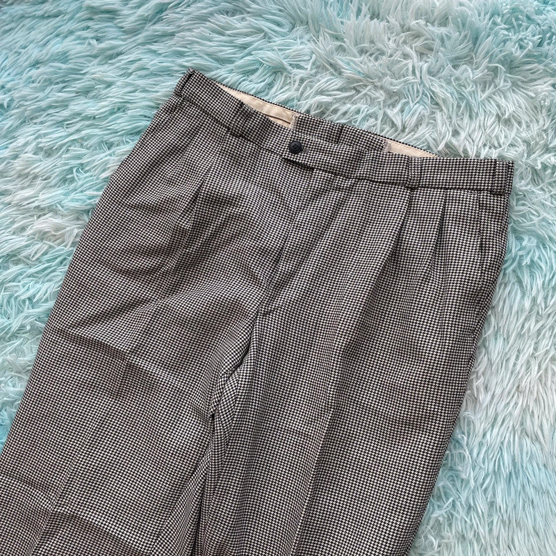 Vintage 90s Black & White Dogtooth Pattern Trousers - W36