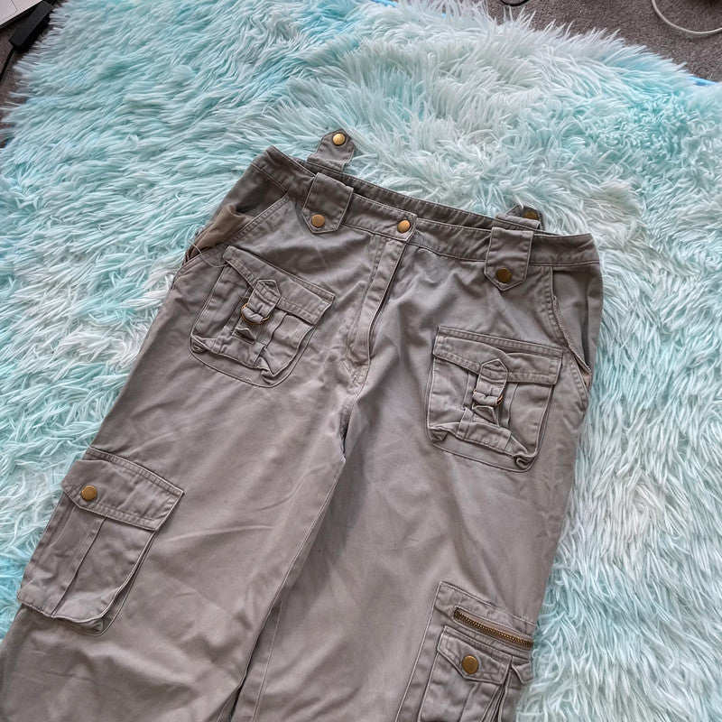 Vintage Y2K Grey Cargo Trousers Pants - Size 12