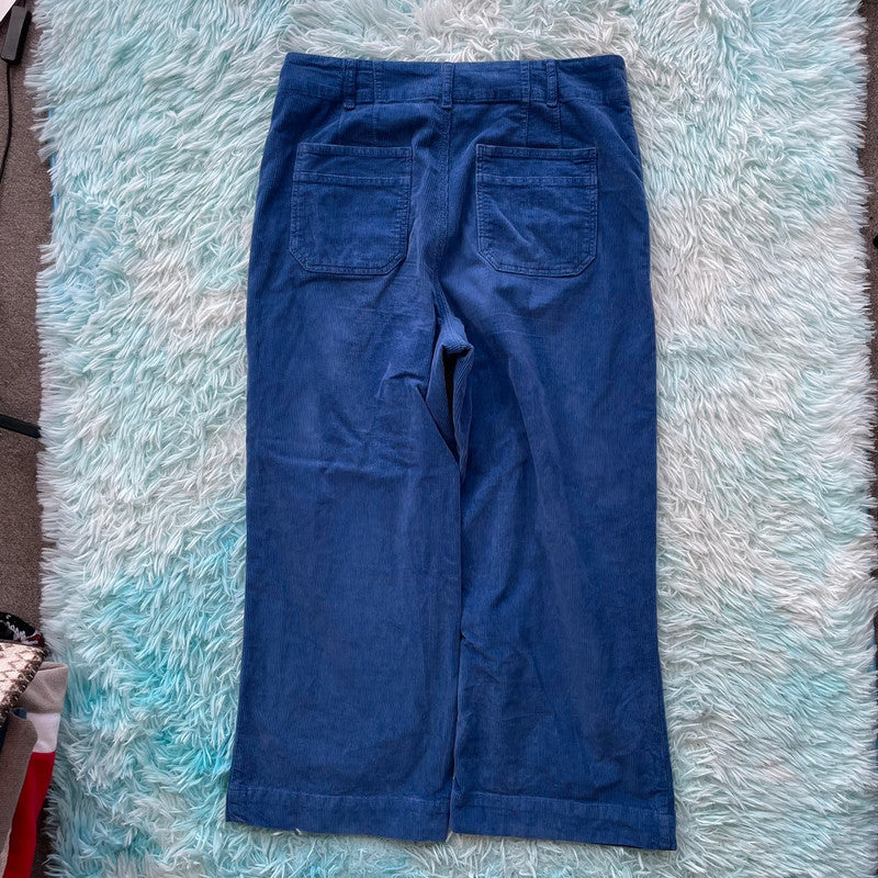 Blue Oliver Bonas Wide Leg Corduroy Trousers - Size 12