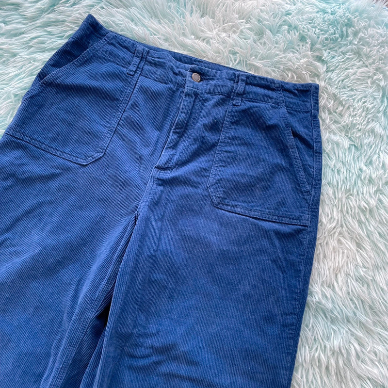 Blue Oliver Bonas Wide Leg Corduroy Trousers - Size 12