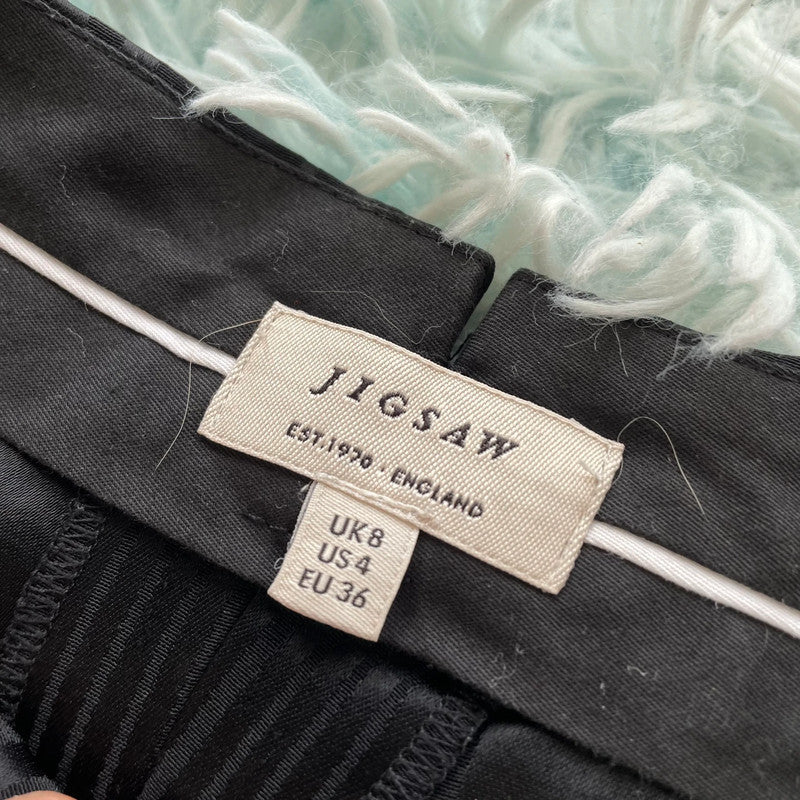 Black Jigsaw Patterned Trousers - Size 8