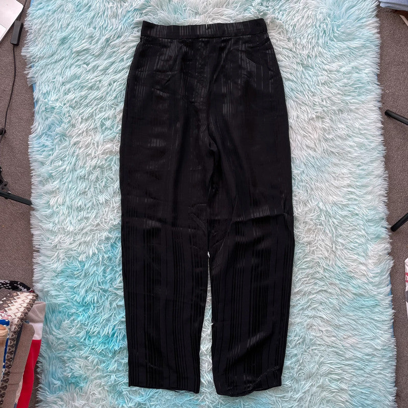 Black Jigsaw Patterned Trousers - Size 8