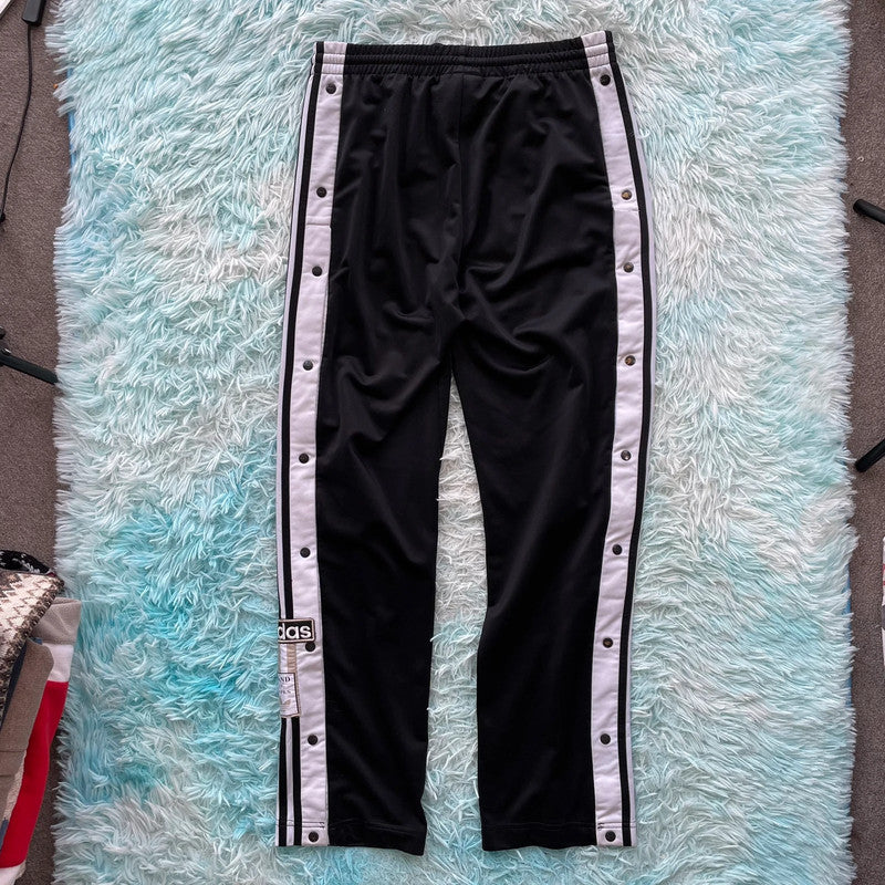 Black Adidas Tracksuit Bottoms Poppers - Large