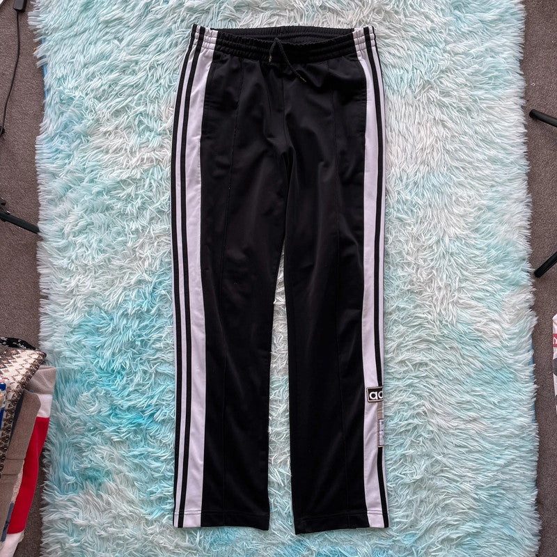 Black Adidas Tracksuit Bottoms Poppers - Large