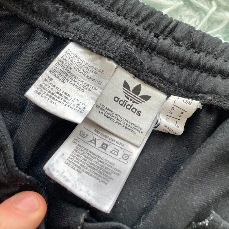 Black Adidas Tracksuit Bottoms Poppers - Large