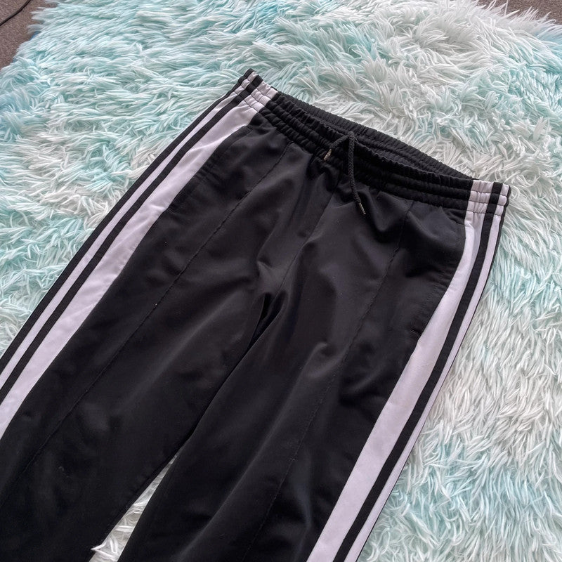 Black Adidas Tracksuit Bottoms Poppers - Large