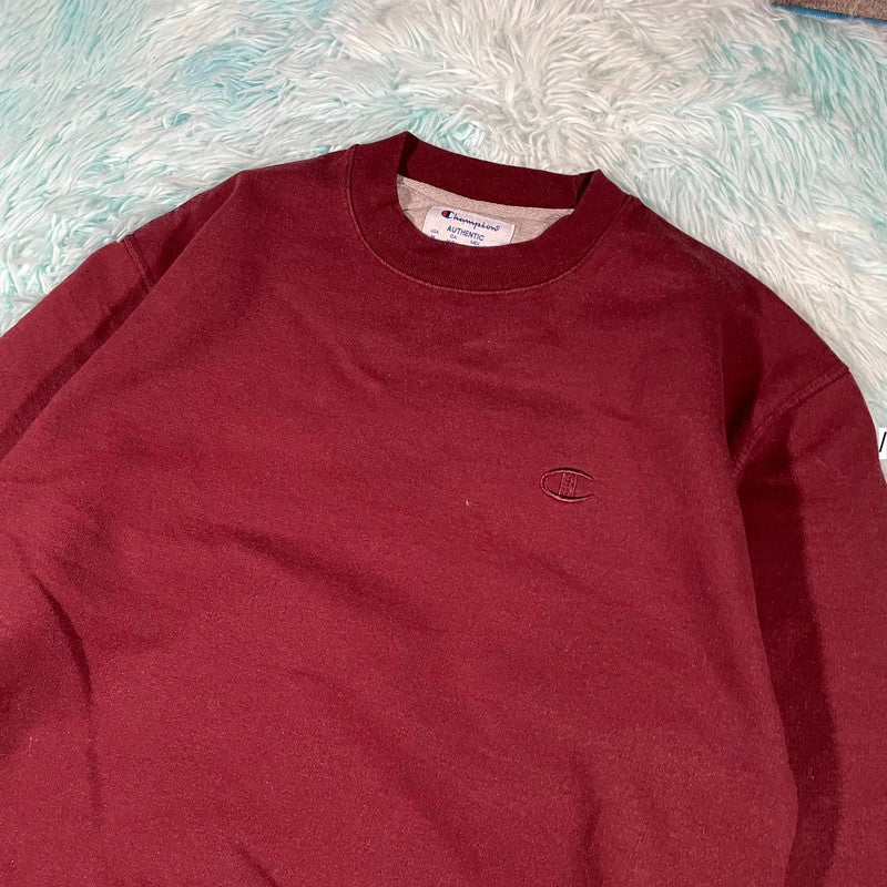 Vintage Maroon Champion Sweatshirt Plain - Medium
