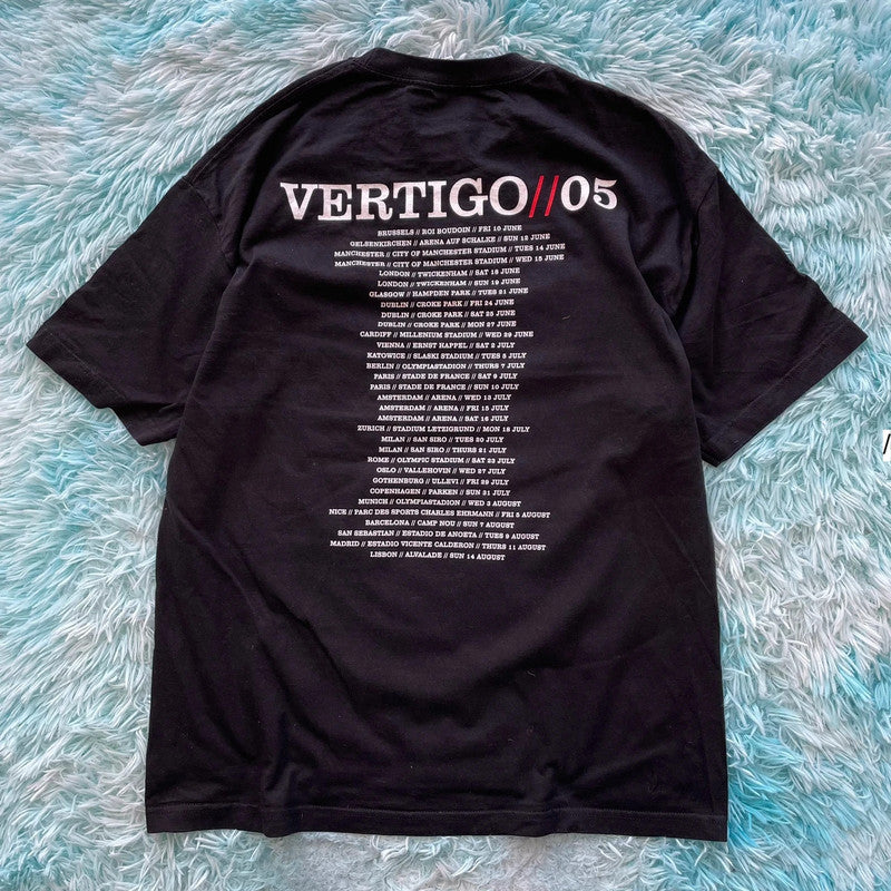 Vintage Black 2005 U2 Band T Shirt Vertigo Tour - XL