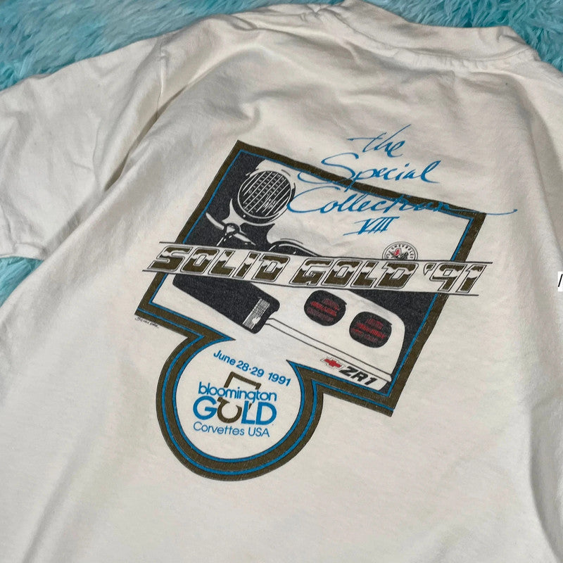 Vintage 1991 Bloomington Solid Gold Graphic T Shirt - Large