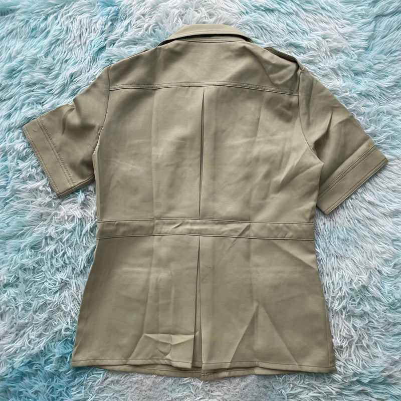 Vintage 80s Khaki Cargo Shirt - Size 14