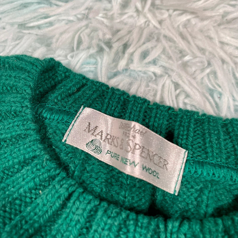 Vintage 90s Green St Michael Cable Knit Jumper - Large