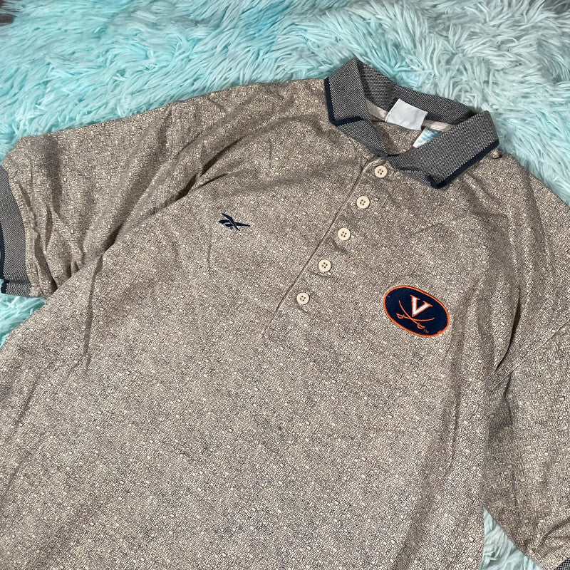 Vintage 90s Virginia Cavaliers Reebok Polo Shirt Patterned - Large