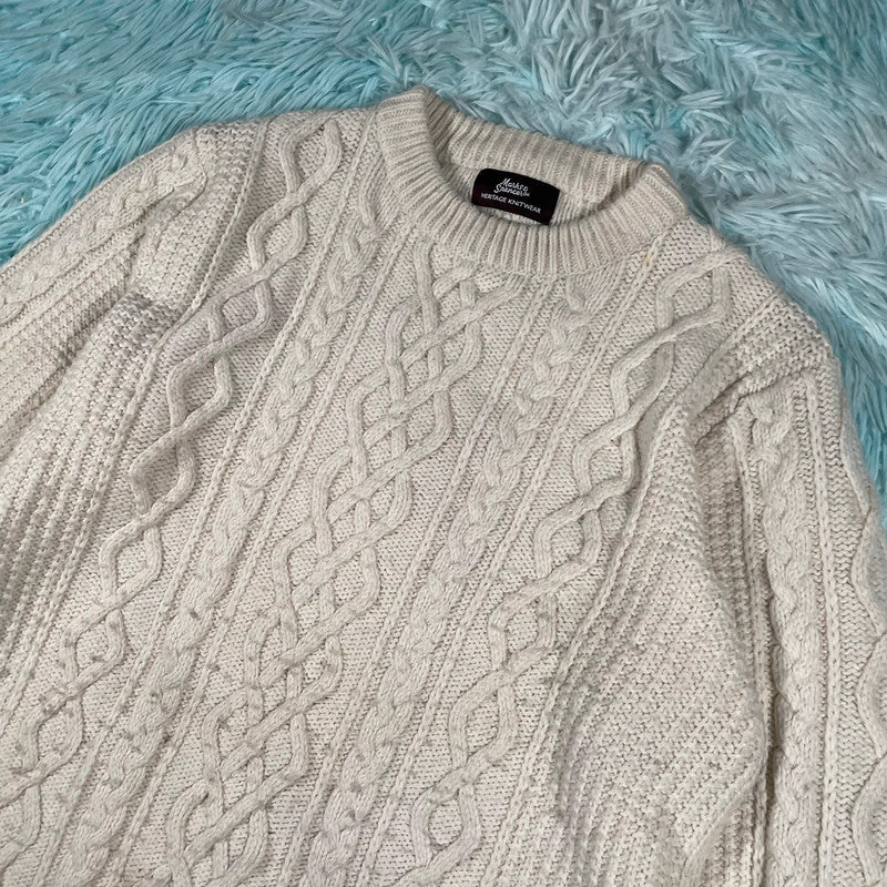 Cream Marks & Spencer Cable Knit Jumper - Medium