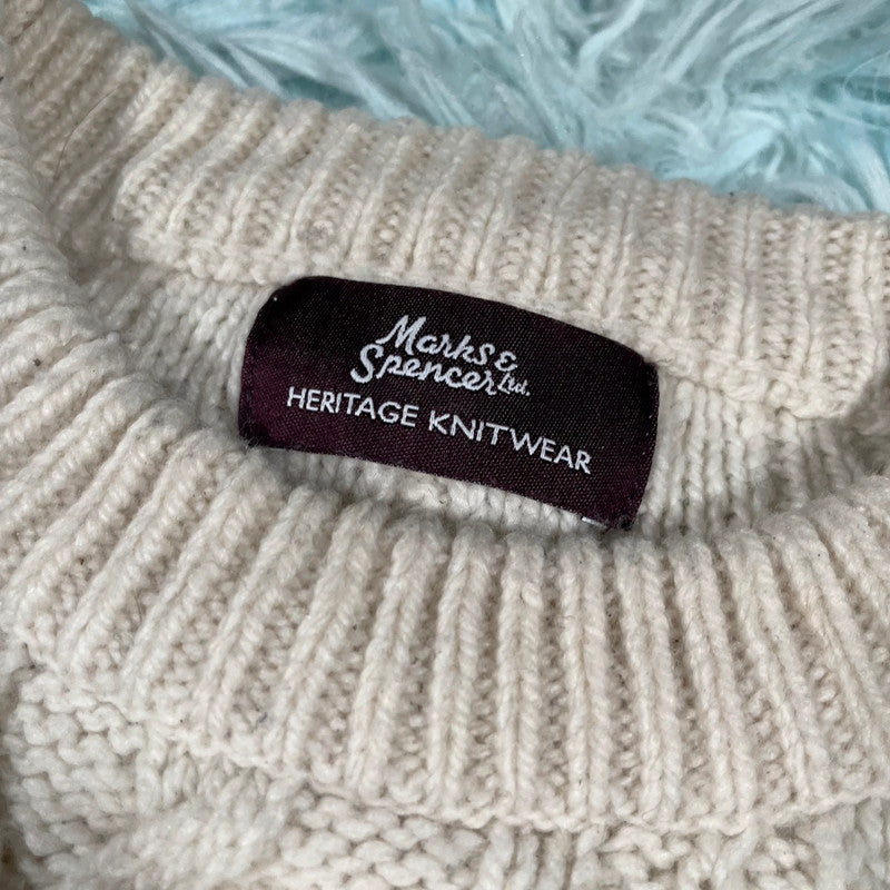 Cream Marks & Spencer Cable Knit Jumper - Medium