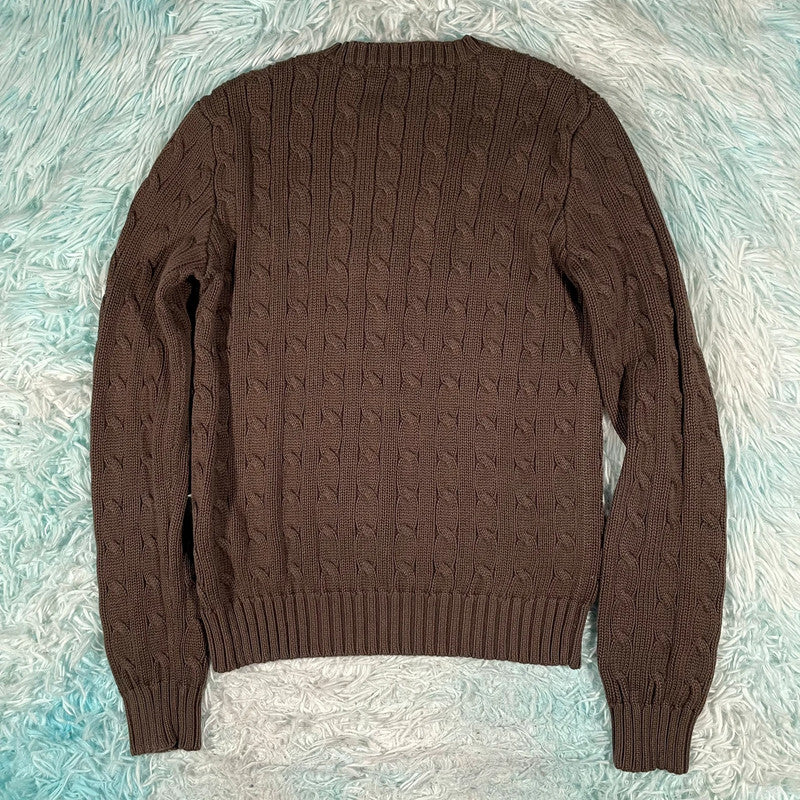 Vintage Brown Ralph Lauren Cable Knit Jumper - Small