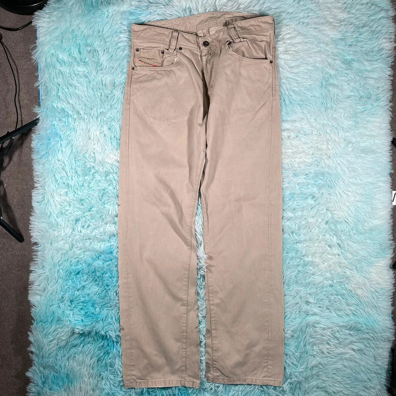 Vintage Beige Diesel Trousers Straight Leg - 32W