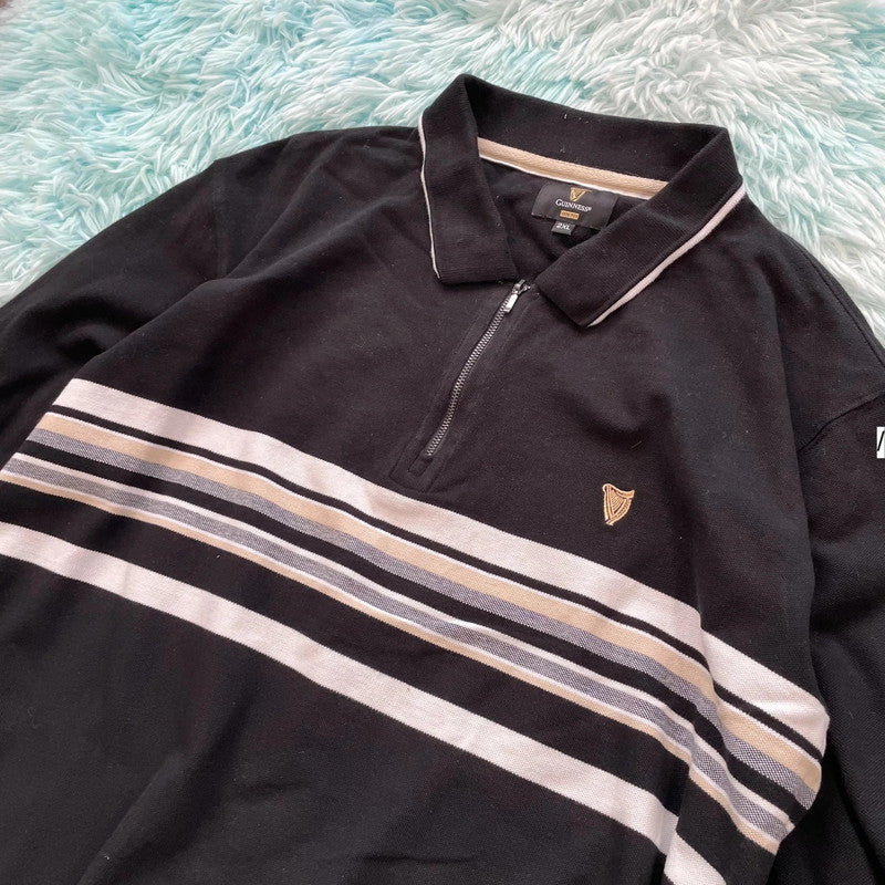 Black Guinness Polo Shirt Long Sleeve - XXL