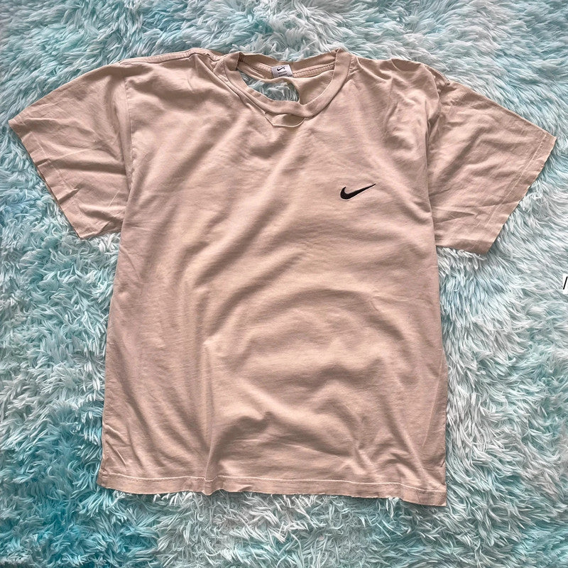 Vintage 90s Thrashed Beige Plain Nike T Shirt - XL