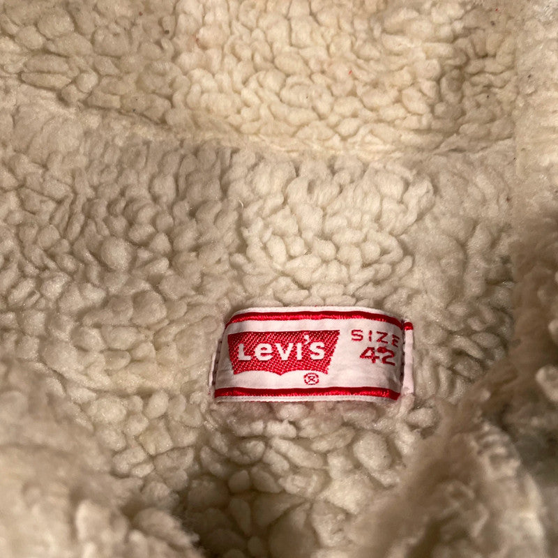 Vintage 80s Levi’s Denim Sherpa Jacket Orange Tab - Large