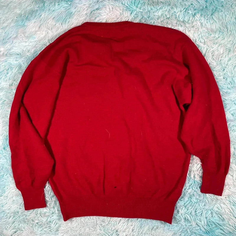 Vintage 90s Red Pringle Golf Tartan Jumper - M
