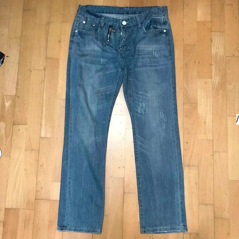 Vintage 90s Baggy Embroidered Jeans - 36W