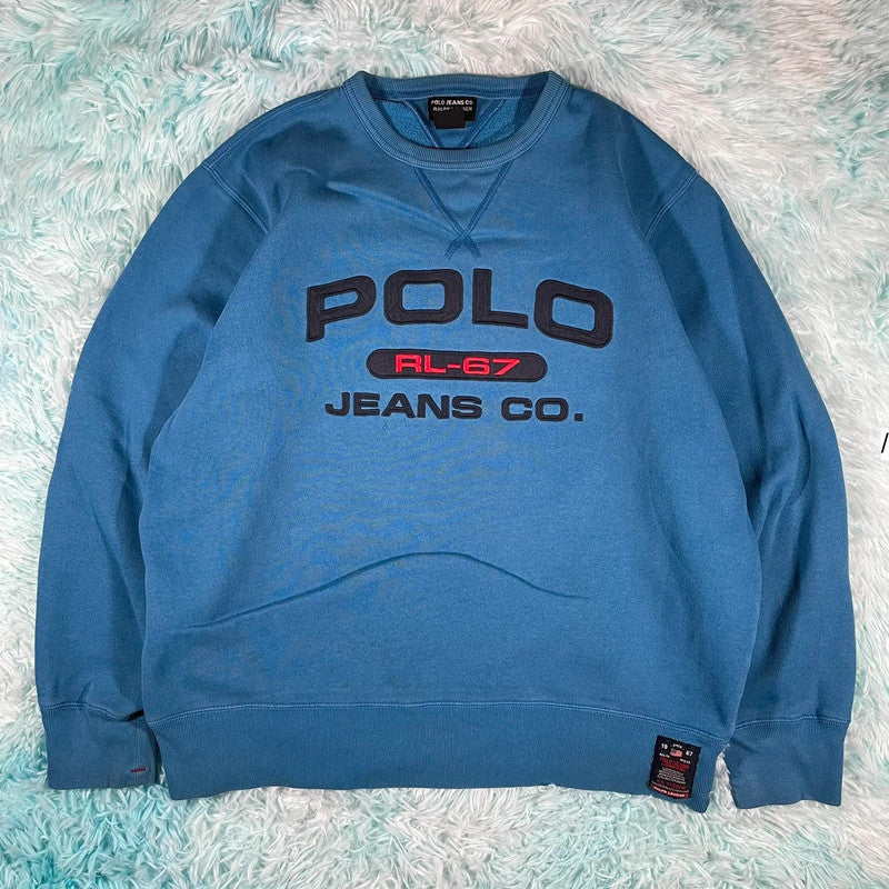 Vintage 90s Blue Polo Jeans Ralph Lauren Sweatshirt - Medium