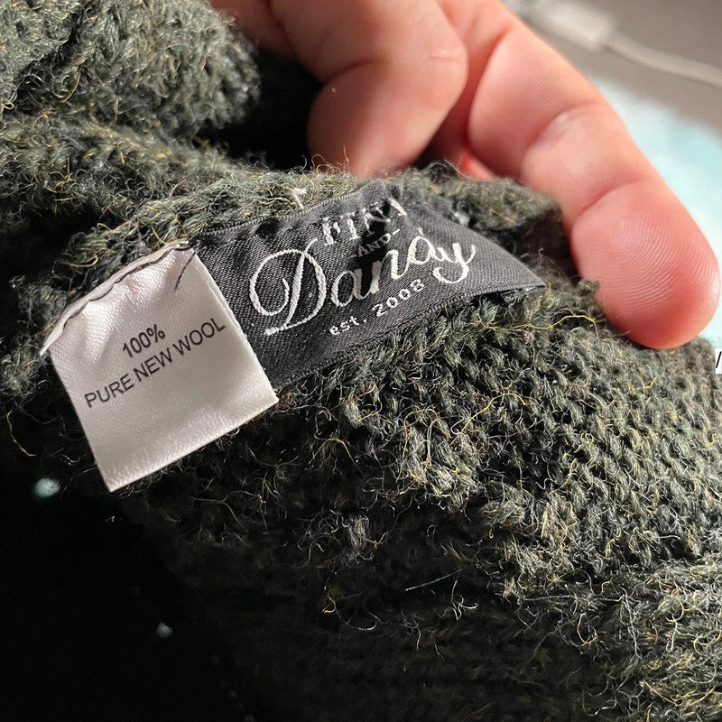 Khaki Green Wool Beanie Hat Fine & Dandy