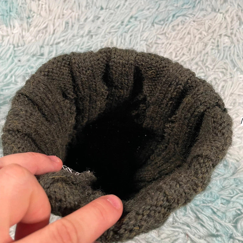 Khaki Green Wool Beanie Hat Fine & Dandy
