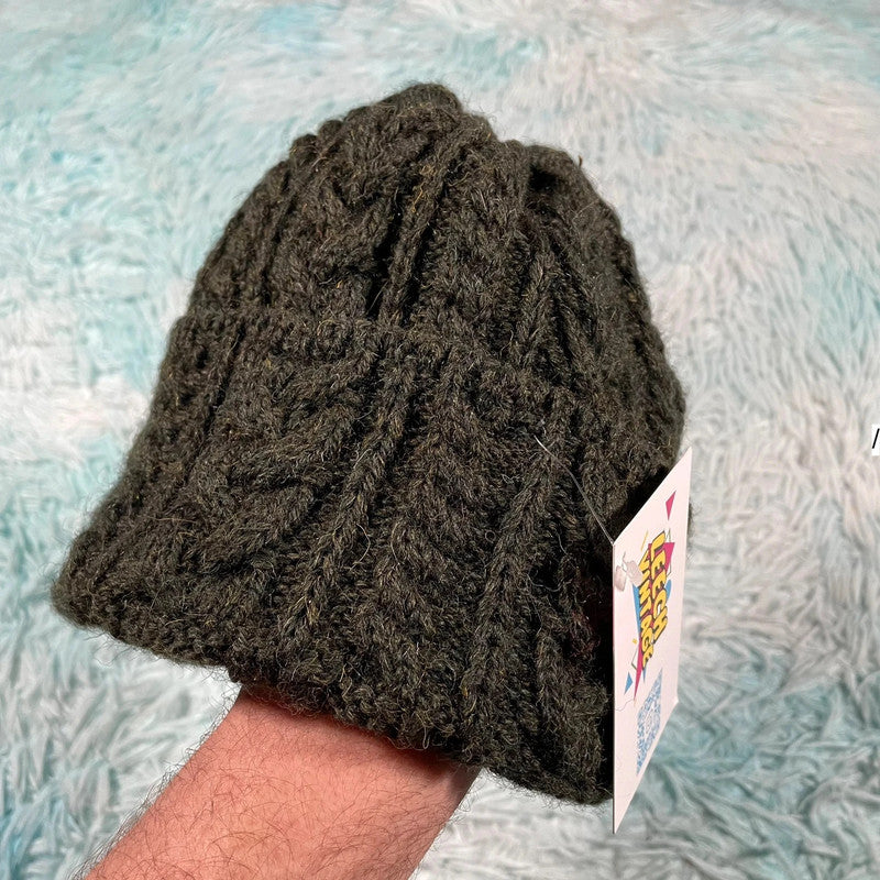 Khaki Green Wool Beanie Hat Fine & Dandy