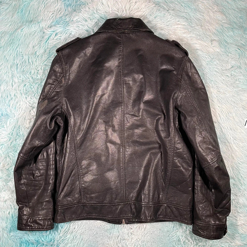 Vintage 90s Black Leather Jacket - Small