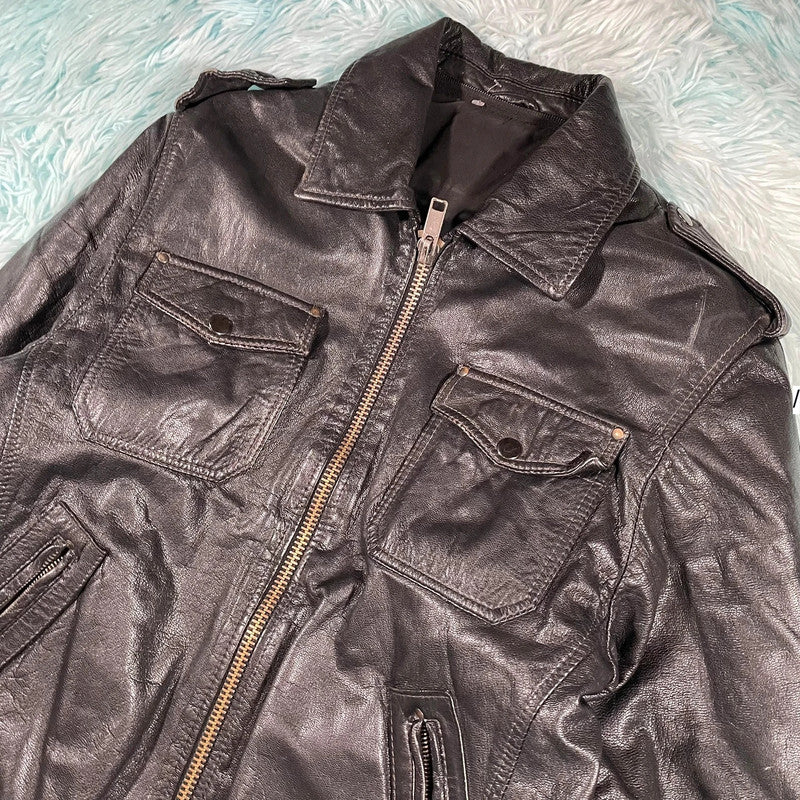 Vintage 90s Black Leather Jacket - Small