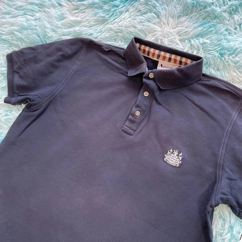 Navy Aquascutum Polo Shirt - Medium