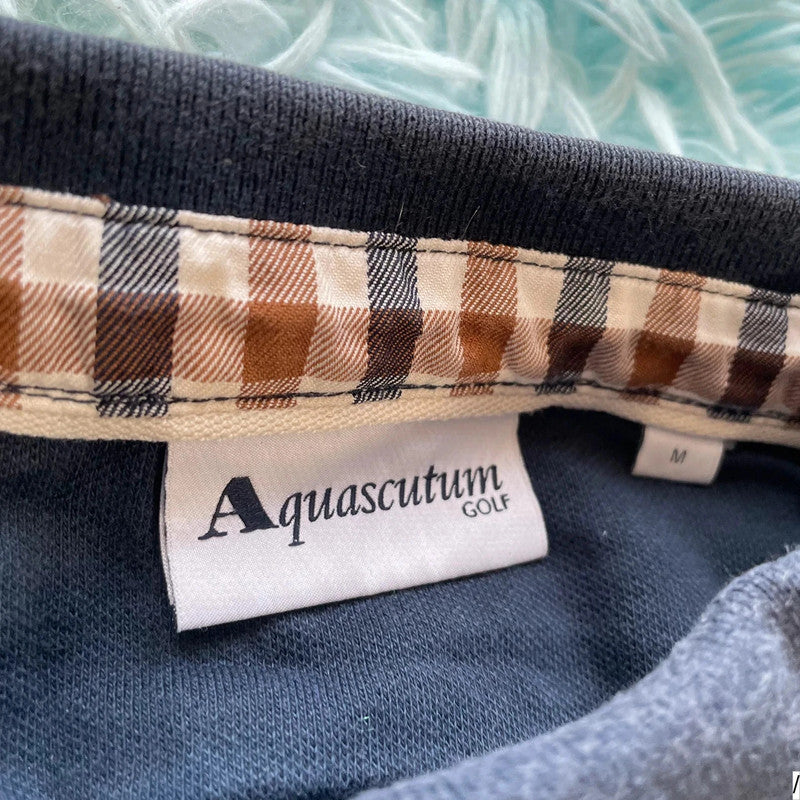 Navy Aquascutum Polo Shirt - Medium