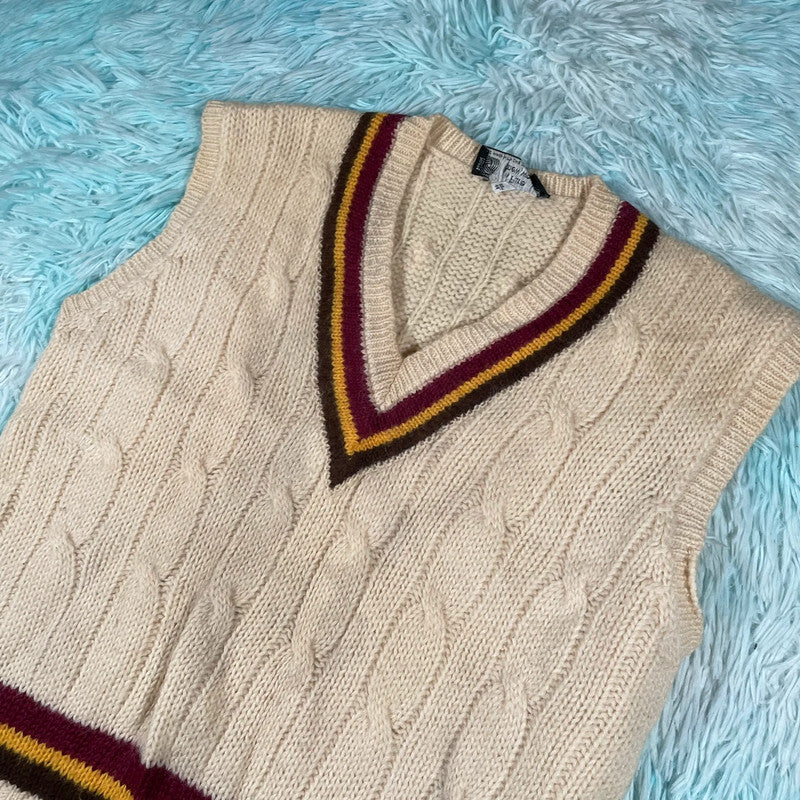 Vintage 80s Cream Cricket Jumper - XL