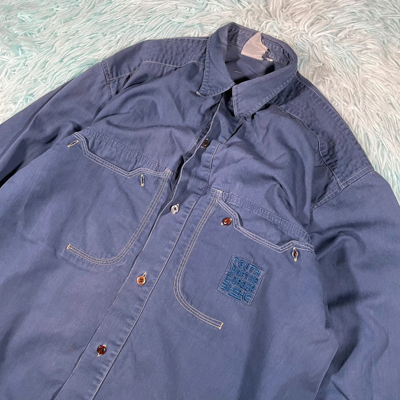 Vintage 90s Blue Mexican Shirt - XL