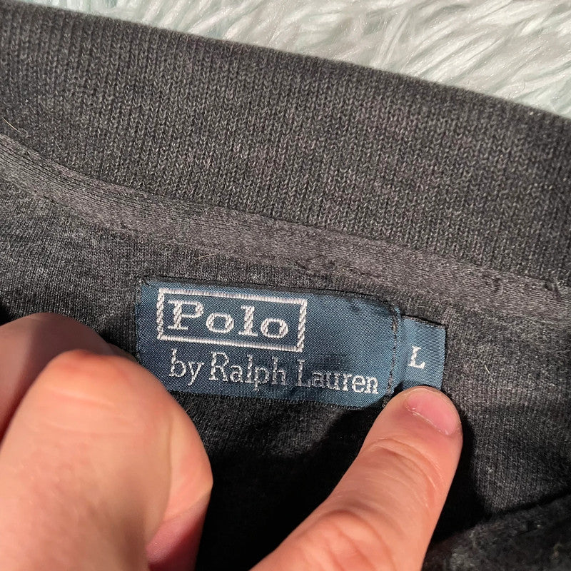 Vintage Grey Polo Ralph Lauren 1/4 Zip Sweatshirt - Large