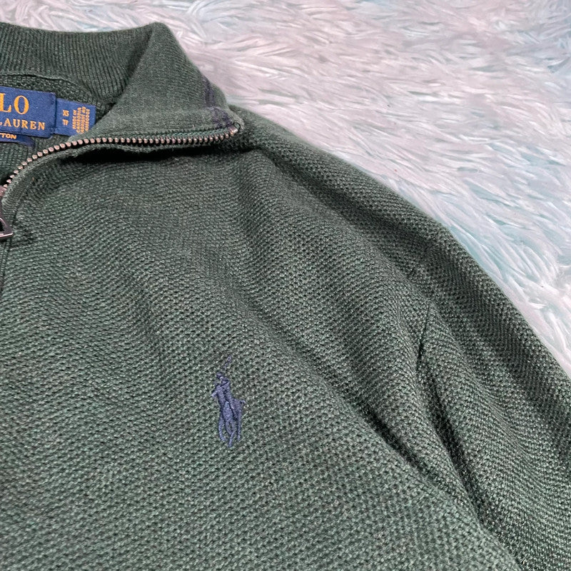 Dark Green Polo Ralph Lauren 1/4 Zip Sweatshirt - XS