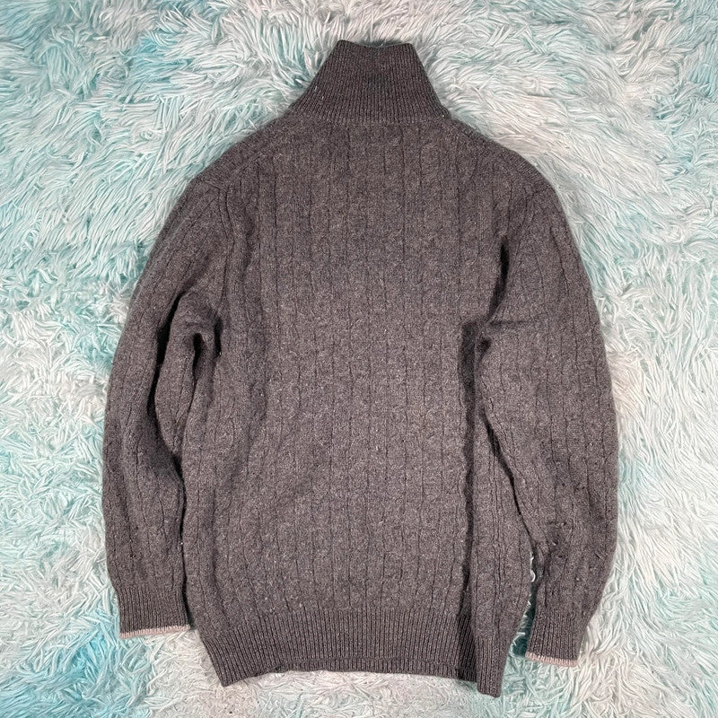 Grey N. Peak Cashmere 1/4 Zip Jumper - Medium