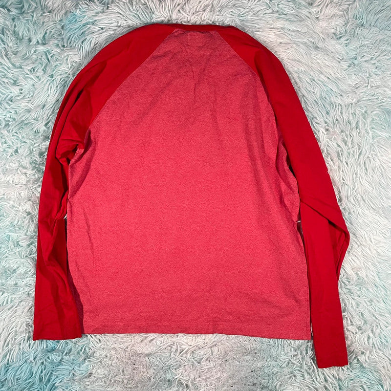 Red Calvin Klein T Shirt Long Sleeve - XL