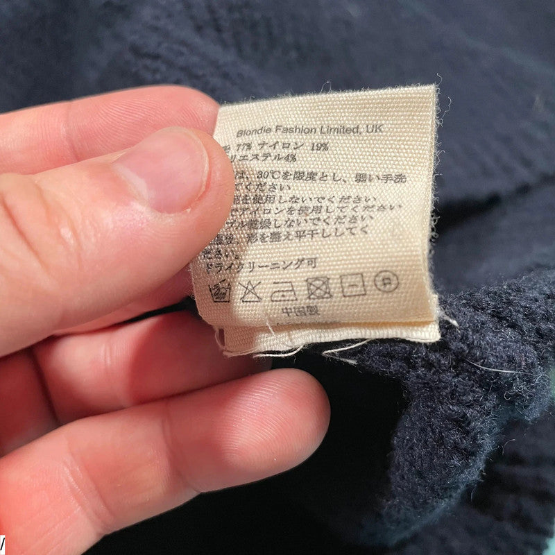Navy Folk Knitted Jumper - Large